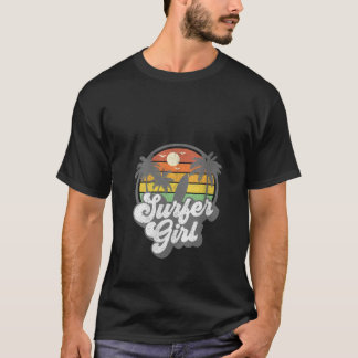 ウィメンズサーファーガールビーチレトロ70sヴィンテージサーフィン tシャツ