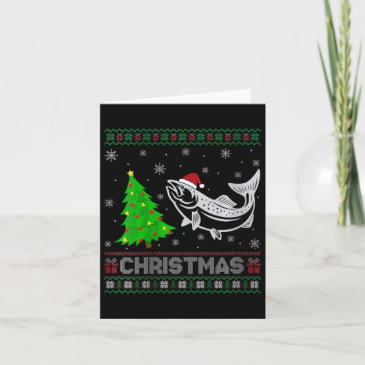 ウィメンズサーモンクリスマスツリー照明醜いクリスマスソフトウェア カード (正面)