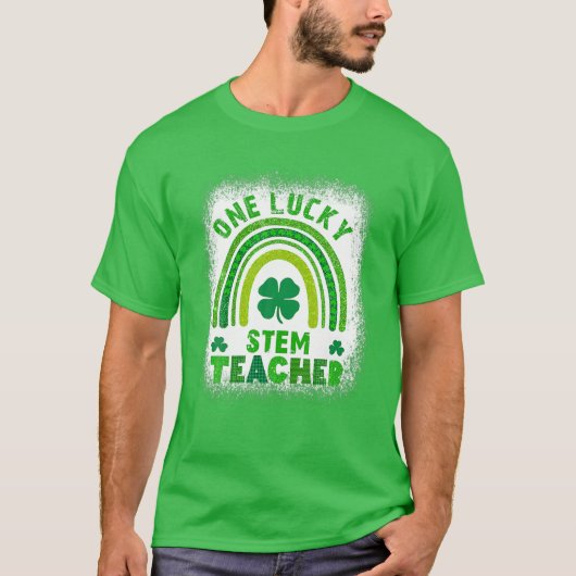 ウィメンズシャムロックワンラッキー先生St patricks day Tシャツ (正面)