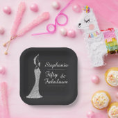 ウィメンズシルバーカクテルモダンドレス誕生日 ペーパープレート (パーティー)