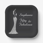 ウィメンズシルバーカクテルモダンドレス誕生日 ペーパープレート (正面)