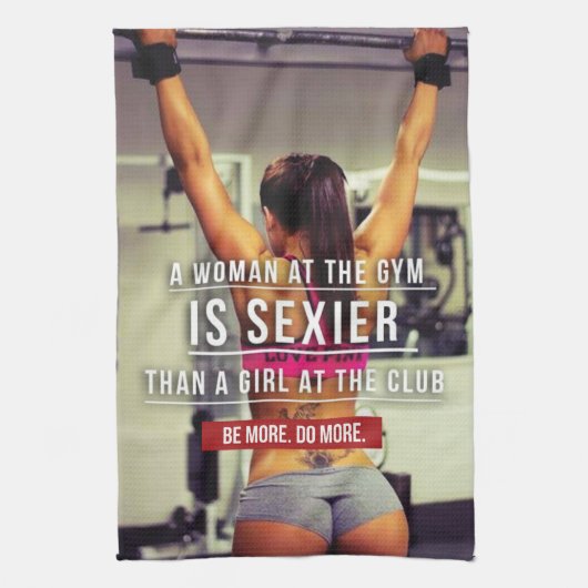 ウィメンズジムトレーニング やる気を起こさせる キッチンタオル (縦)
