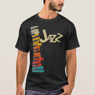 ウィメンズジャズミュージックラバーレトロヴィンテージピアノピアノ Tシャツ