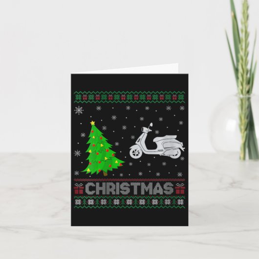 ウィメンズスクータースクリスマスツリー照明醜いクリスマス カード (正面)
