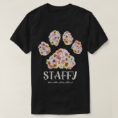 ウィメンズステイフマママフローラドッグポー（犬）スタッフォードブ Tシャツ (デザイン正面)