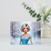 ウィメンズスノー明るい魔法ファンタジー エレガント ポストカード (スタンド正面)