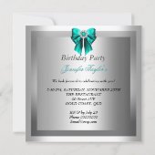 ウィメンズゼブラティール（緑がかった色）シルバーバースデーパーティー 招待状 (裏面)
