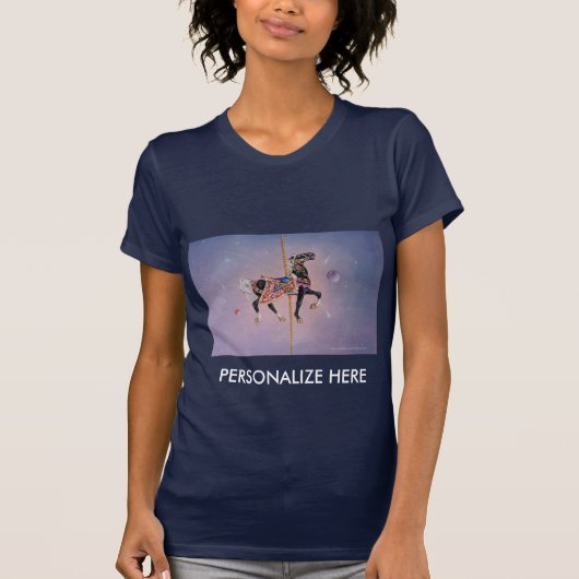 ウィメンズダークティー – ペタルマ回転木馬ホース2 Tシャツ (正面)