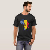 ウィメンズチャド国旗アフリカ地図と民族遺産 Tシャツ (正面フル)