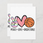 ウィメンズティーントゥイーンのためのピースラブバスケットボールハート エンクロージャーカード (正面/裏面)