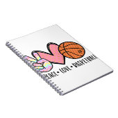 ウィメンズティーントゥイーンのためのピースラブバスケットボールハート ノートブック (右側)