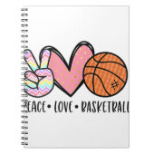 ウィメンズティーントゥイーンのためのピースラブバスケットボールハート ノートブック (正面)
