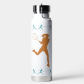 ウィメンズテニスシルエット – 紫、ティール(緑がかった色)、オレンジ ウォーターボトル (左面)