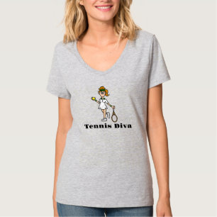 ウィメンズテニスディヴァTシャツ – 薄茶色の髪 Tシャツ