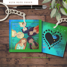 ウィメンズデイウィメンズポートレートアクアスクエア キーホルダー