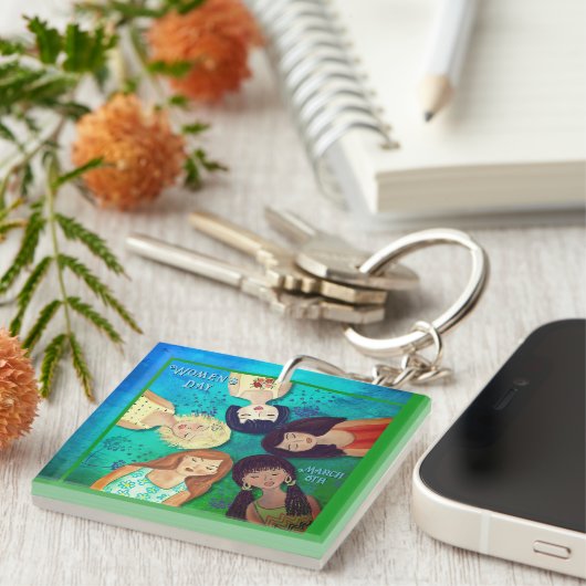 ウィメンズデイウィメンズポートレートアクアスクエア キーホルダー (正面右)