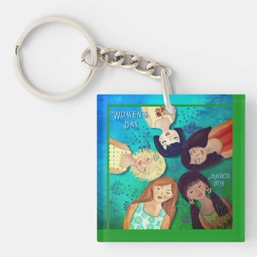 ウィメンズデイウィメンズポートレートアクアスクエア キーホルダー (正面)