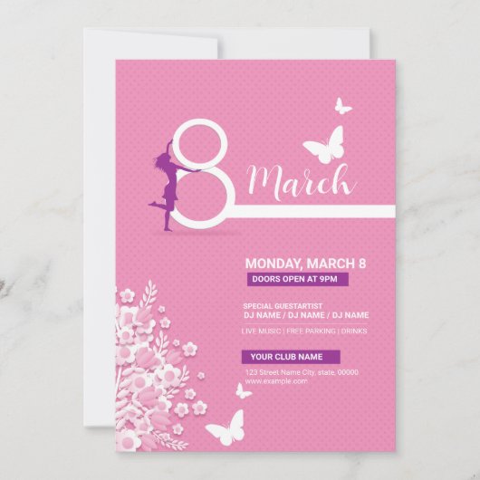 ウィメンズデイパーティの招待状テンプレート 招待状 (正面)