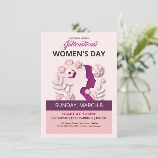 ウィメンズデイパーティの招待状フライヤー 招待状 (スタンド正面)