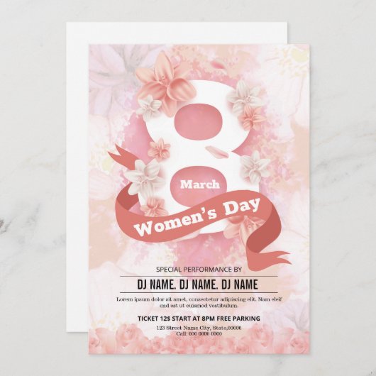 ウィメンズデイ招待状テンプレート 招待状 (正面/裏面)