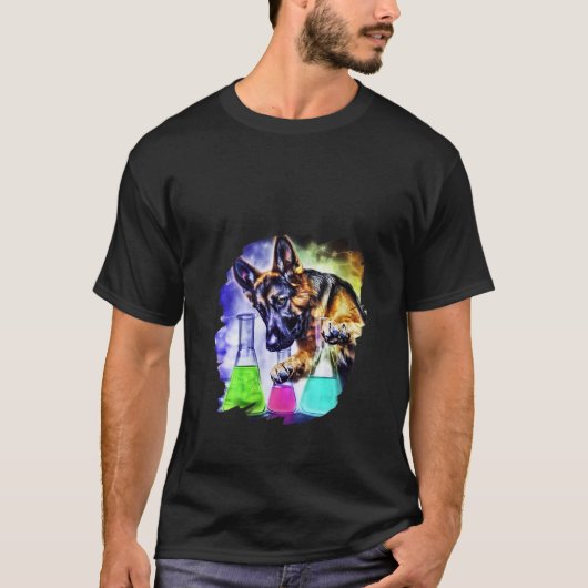 ウィメンズドイツの羊飼い不機嫌科学者ケミカルチェ Tシャツ (正面)