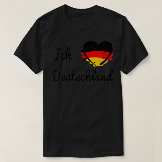 ウィメンズドイツ国旗Ich Liebe Deutschland I Love Ge Tシャツ (デザイン正面)
