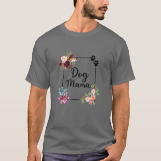 ウィメンズドッグママテーマウィメンズママフローラフラワーズドッグ Tシャツ