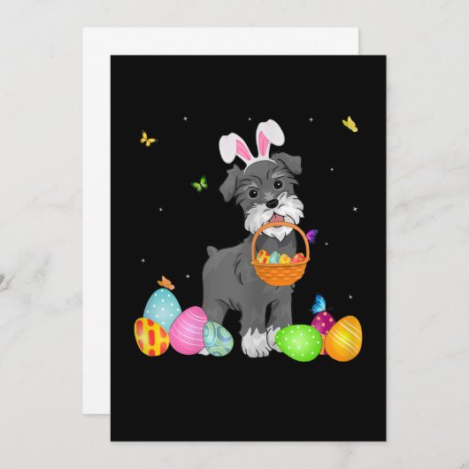 ウィメンズドッグママ贈り物かわいいバニーシュナウザーエッグイースト 案内状 (正面/裏面)