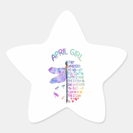 ウィメンズドラゴンフライ4月の女の子が彼女にささやいた 星シール (正面)