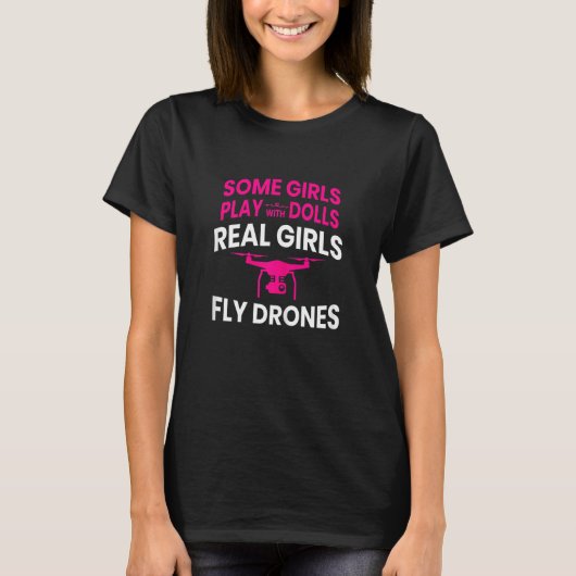 ウィメンズドローン女子実在女の子がドローンを飛ぶ Tシャツ (正面)