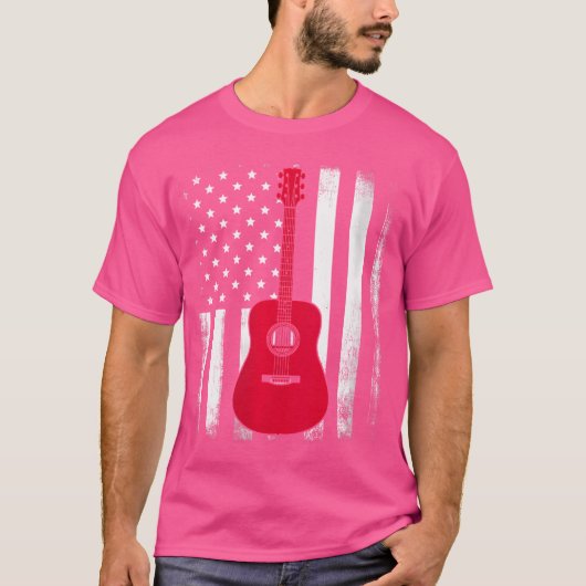 ウィメンズナショナル米国国旗American Acoustic Guitar V Tシャツ (正面)
