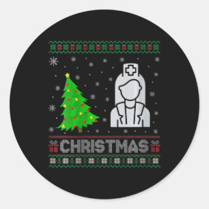ウィメンズニクナースクリスマスツリー照明醜いクリスマ ラウンドシール