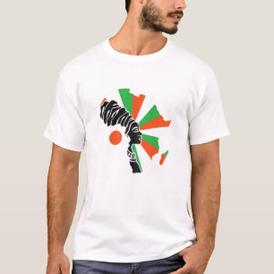 ウィメンズニジェールニゲリエン国旗アフリカの地図エスニック・ヘリット Tシャツ