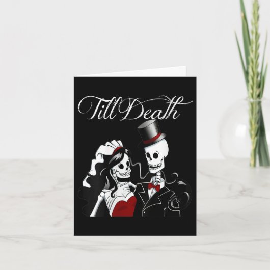 ウィメンズハロウィン結婚のゴシック新郎新婦のスケレット カード (正面)
