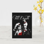 ウィメンズハロウィン結婚のゴシック新郎新婦のスケレット カード (黄色い花)