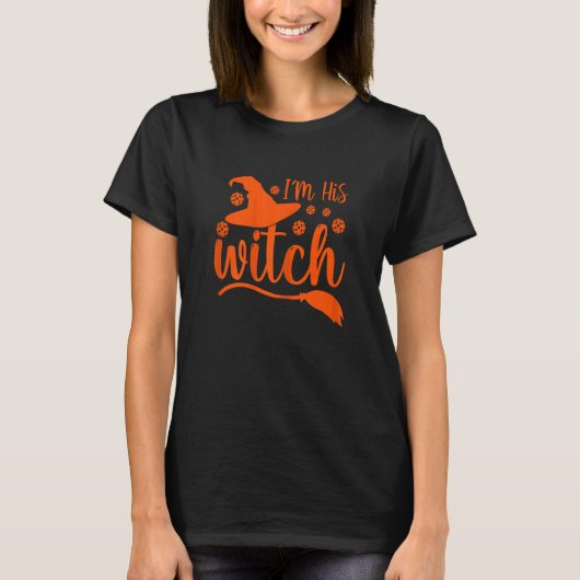 ウィメンズハロウィーンのピックボール衣装I'm His Witch Tシャツ (正面)