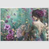 ウィメンズバックバード&フローラファンタジーポートレートアート 薄葉紙 (正面)