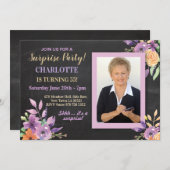 ウィメンズバースデーパーティーフォトフラワーチョーク招待状 招待状 (正面/裏面)