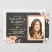 ウィメンズバースデーパーティー写真フラワーズピーチ招待状 招待状 (正面)