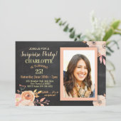 ウィメンズバースデーパーティー写真フラワーズピーチ招待状 招待状 (スタンド正面)