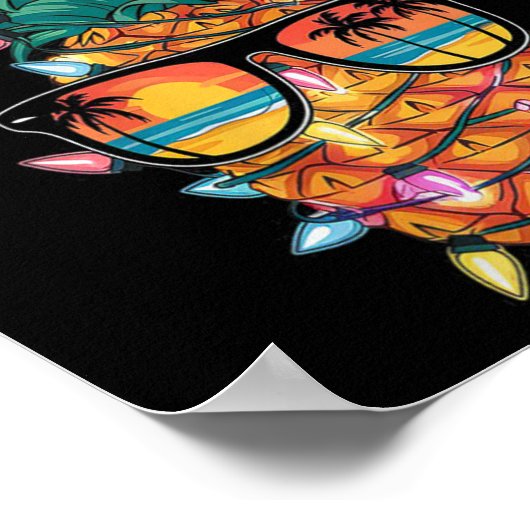 ウィメンズパイナップルクリスマスツリーライトクリスマス女性 ポスター (角)