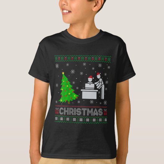 ウィメンズパーソナルアシスタントクリスマスツリー照明醜い Tシャツ (正面)