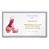 ウィメンズパープルピンクシューズファッション マグネット名刺 (正面)