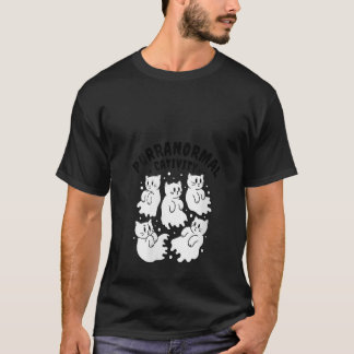 ウィメンズパーラノーマル配慮性可愛い猫の幽霊 Tシャツ