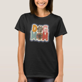 ウィメンズヒョウひまわり犬プグマークグラフィックママM Tシャツ