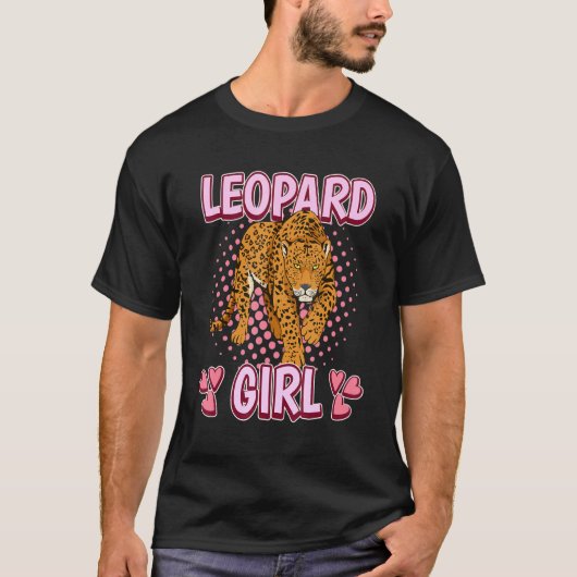 ウィメンズヒョウ女の子引用文ヤマネコヒョウ Tシャツ (正面)