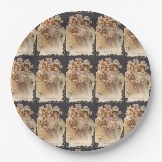 ウィメンズビクトリアンヴィンテージクリスマス紙プレート ペーパープレート (正面)