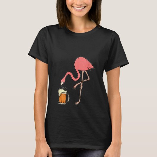 ウィメンズビールフラミンゴかわいい誕生日の特典 Tシャツ (正面)