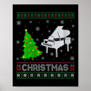 ウィメンズピアノクリスマスツリー照明醜いクリスマスシュエ ポスター