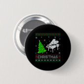 ウィメンズピアノクリスマスツリー照明醜いクリスマスシュエ 缶バッジ (正面&裏面)
